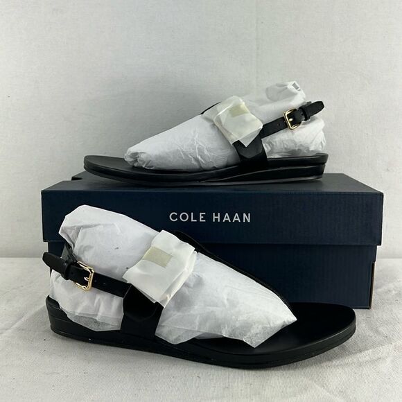 Cole Haan Francine Demi Sandals- Black Leagther- Size 5 B- NIB - Picture 1 of 7